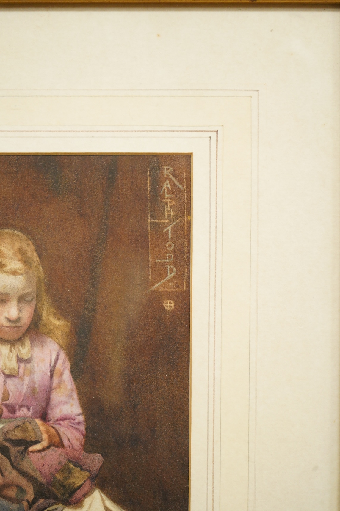 Ralph Todd (Newlyn School, 1856-1932), Study of a girl sewing, signed, watercolour, 24 x 16cm